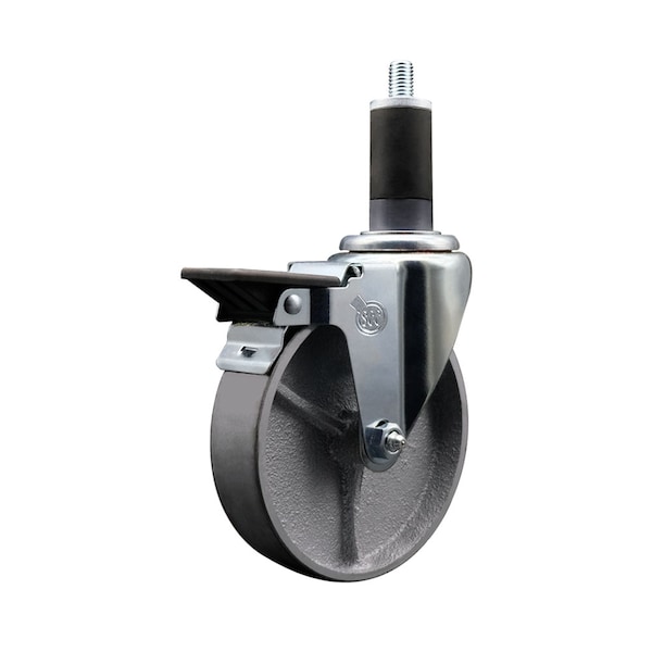 5'' Semi Steel Swivel 1-1/4'' Expanding Stem Caster with Brake